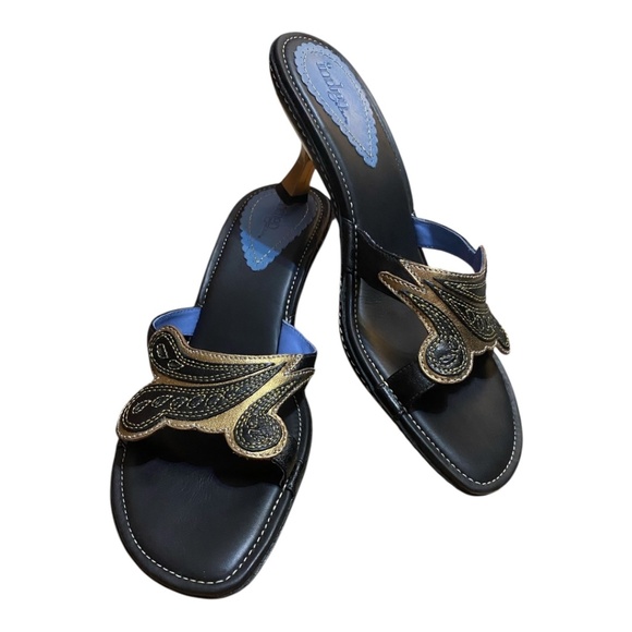 Clarks Indigo leather kitten heel sandal. Sz 8 - Picture 13 of 16